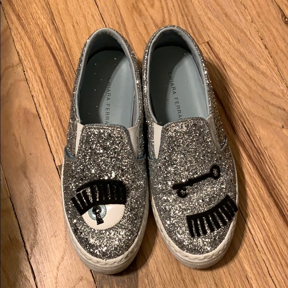Chiara Ferragni “Flirting” Silver Flats